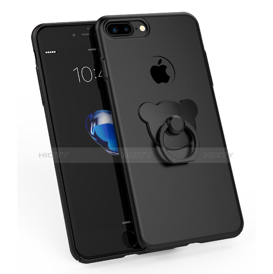 Funda Dura Plastico Rigida Mate con Anillo de dedo Soporte A06 para Apple iPhone 8 Plus Negro