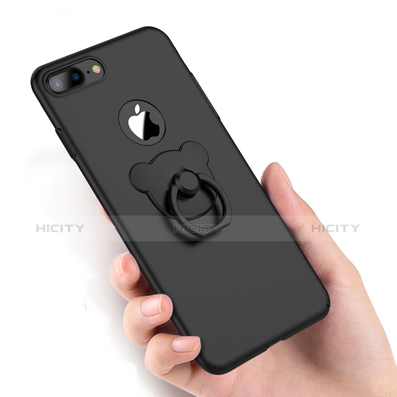 Funda Dura Plastico Rigida Mate con Anillo de dedo Soporte A06 para Apple iPhone 8 Plus Negro