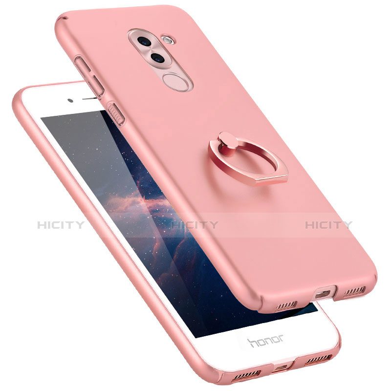 Funda Dura Plastico Rigida Mate con Anillo de dedo Soporte A06 para Huawei GR5 (2017) Rosa