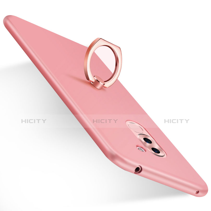 Funda Dura Plastico Rigida Mate con Anillo de dedo Soporte A06 para Huawei GR5 (2017) Rosa