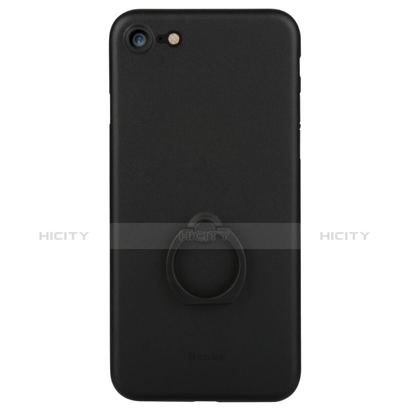 Funda Dura Plastico Rigida Mate con Anillo de dedo Soporte F01 para Apple iPhone 7 Negro