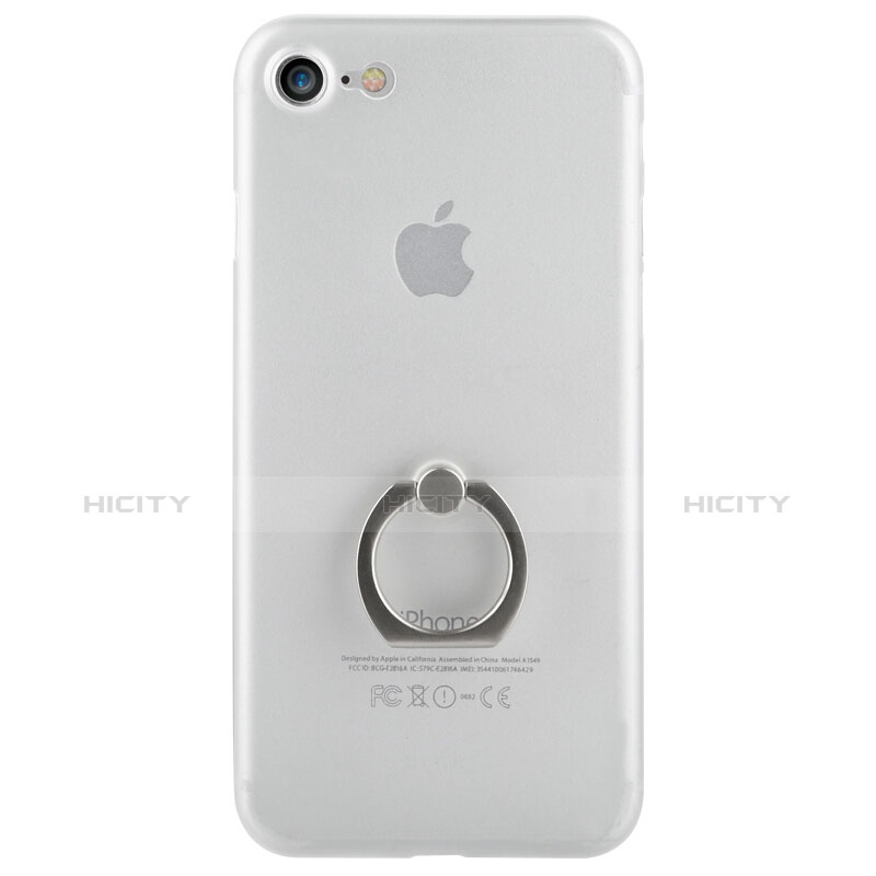 Funda Dura Plastico Rigida Mate con Anillo de dedo Soporte F01 para Apple iPhone 8 Blanco