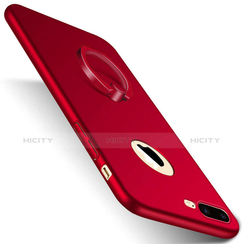 Funda Dura Plastico Rigida Mate con Anillo de dedo Soporte F01 para Apple iPhone 8 Plus Rojo