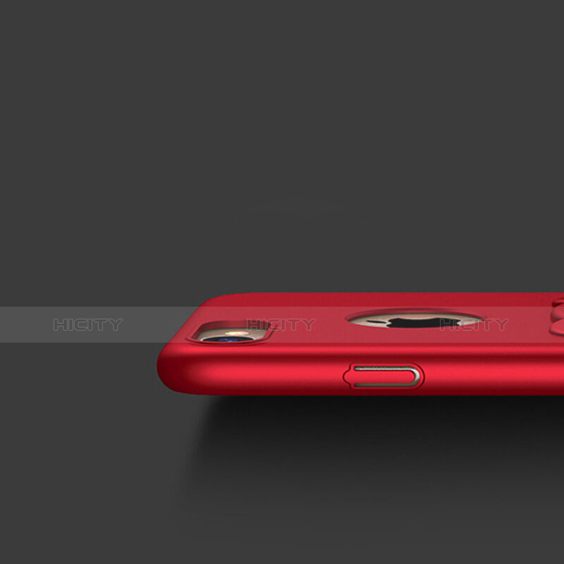 Funda Dura Plastico Rigida Mate con Anillo de dedo Soporte F01 para Apple iPhone 8 Plus Rojo