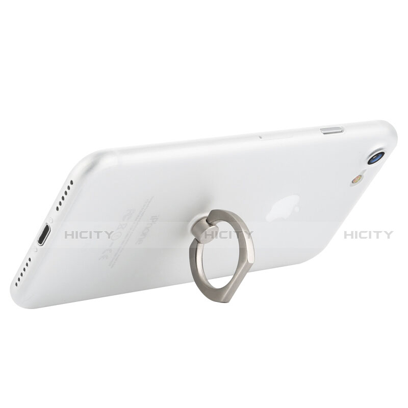 Funda Dura Plastico Rigida Mate con Anillo de dedo Soporte F01 para Apple iPhone SE (2020) Blanco