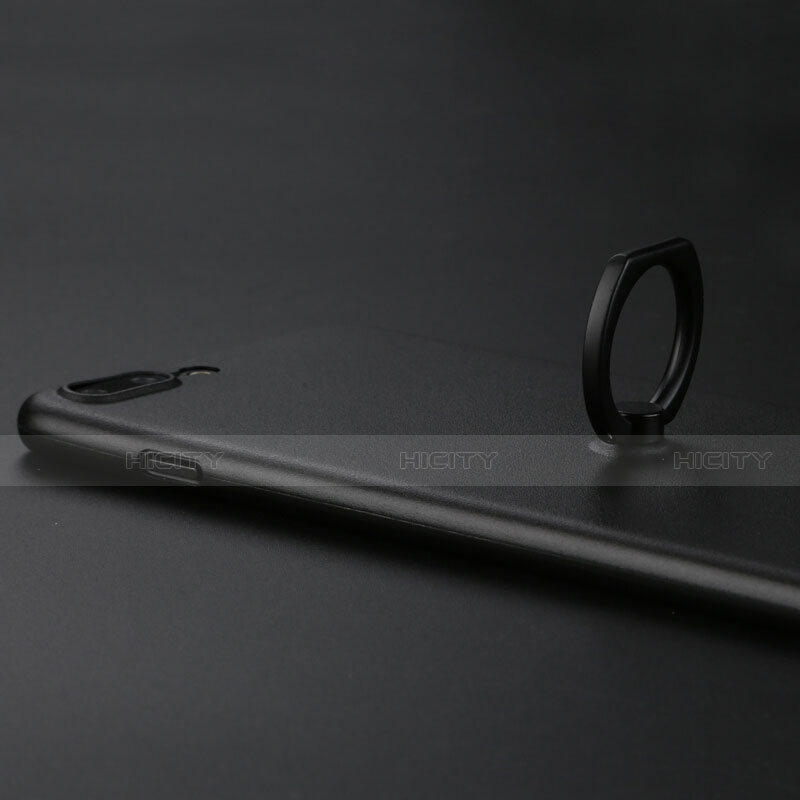 Funda Dura Plastico Rigida Mate con Anillo de dedo Soporte F01 para Apple iPhone SE (2020) Negro