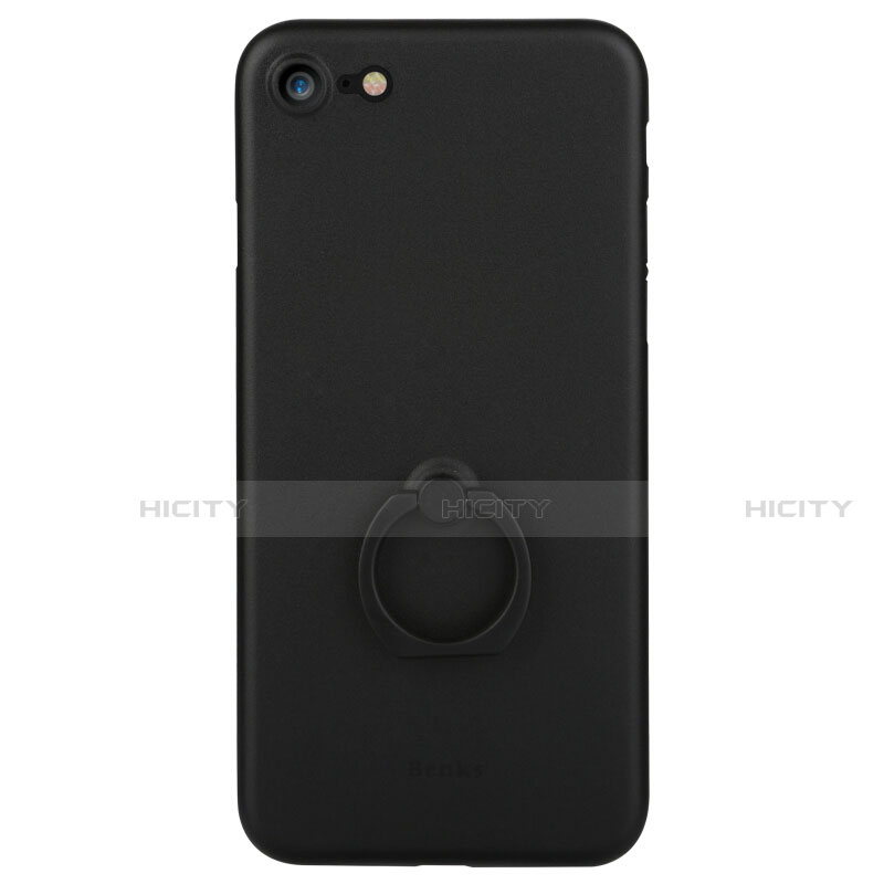 Funda Dura Plastico Rigida Mate con Anillo de dedo Soporte F01 para Apple iPhone SE (2020) Negro