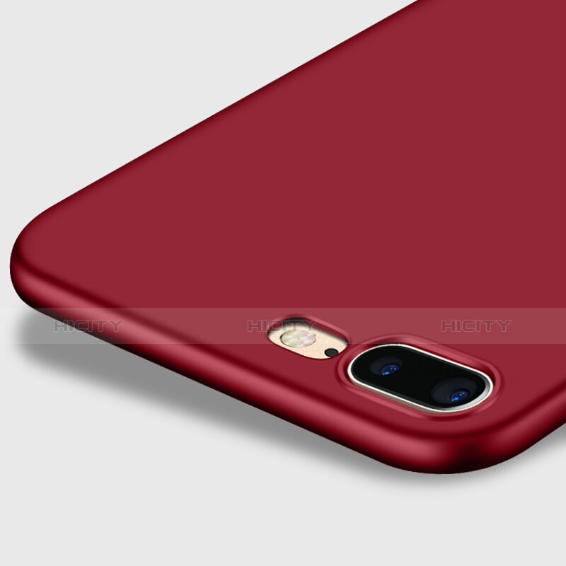 Funda Dura Plastico Rigida Mate con Anillo de dedo Soporte para Apple iPhone 7 Plus Rojo