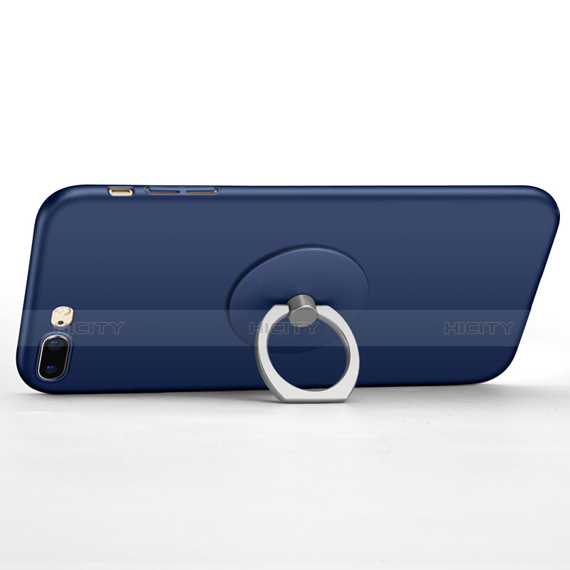 Funda Dura Plastico Rigida Mate con Anillo de dedo Soporte para Apple iPhone 8 Plus Azul
