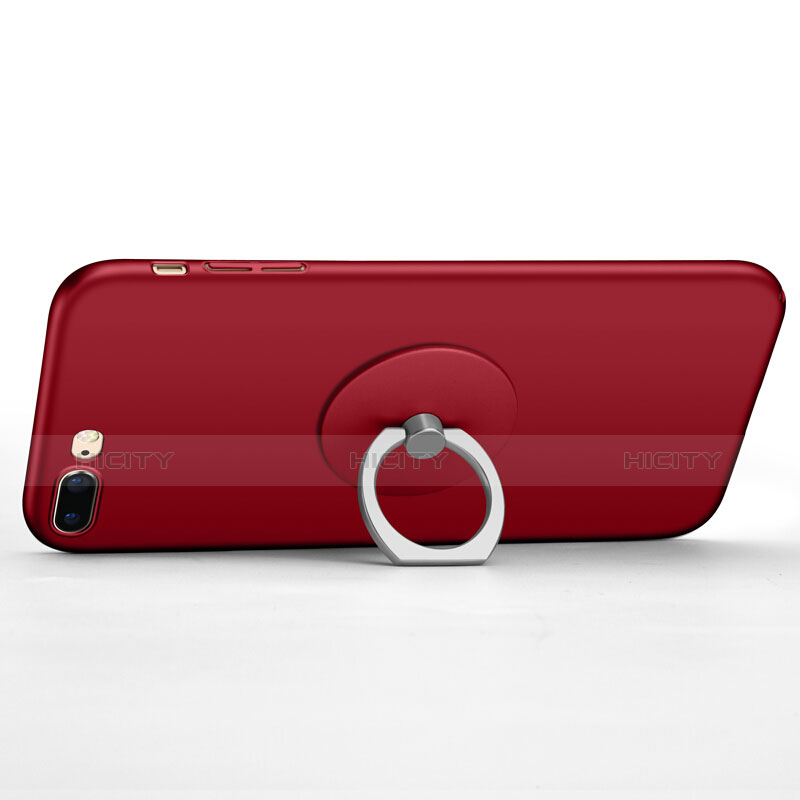 Funda Dura Plastico Rigida Mate con Anillo de dedo Soporte para Apple iPhone 8 Plus Rojo