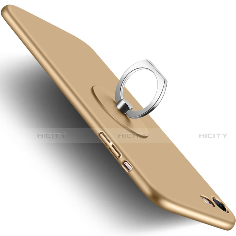 Funda Dura Plastico Rigida Mate con Anillo de dedo Soporte para Apple iPhone SE (2020) Oro