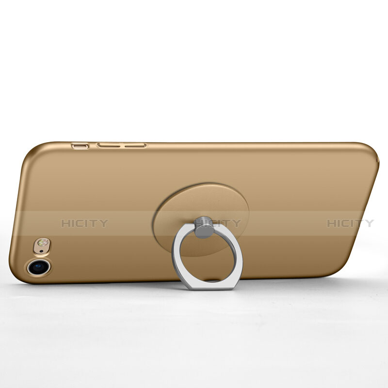 Funda Dura Plastico Rigida Mate con Anillo de dedo Soporte para Apple iPhone SE (2020) Oro