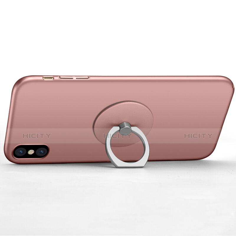 Funda Dura Plastico Rigida Mate con Anillo de dedo Soporte para Apple iPhone X Rosa
