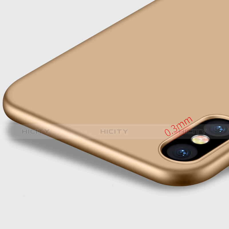 Funda Dura Plastico Rigida Mate con Anillo de dedo Soporte para Apple iPhone Xs Max Oro