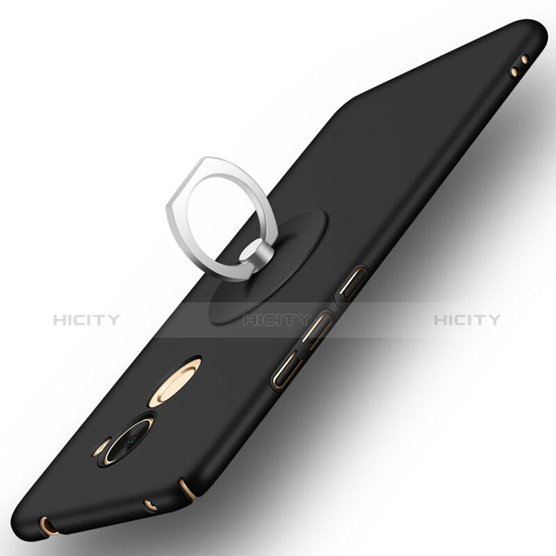 Funda Dura Plastico Rigida Mate con Anillo de dedo Soporte para Huawei Enjoy 7 Plus Negro