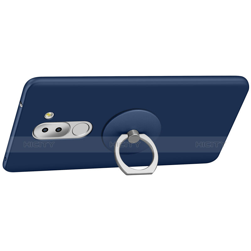 Funda Dura Plastico Rigida Mate con Anillo de dedo Soporte para Huawei GR5 (2017) Azul