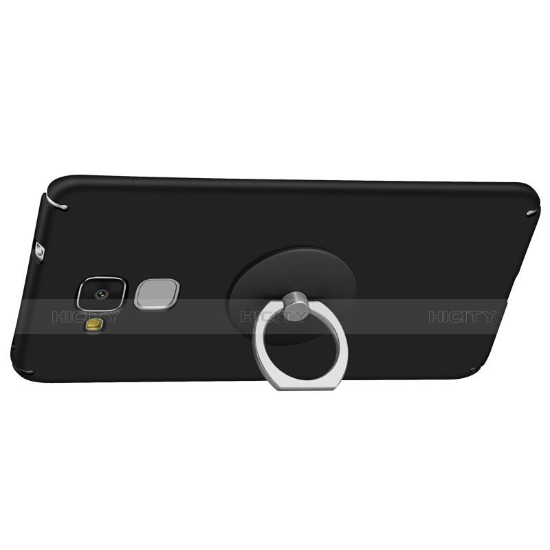 Funda Dura Plastico Rigida Mate con Anillo de dedo Soporte para Huawei GR5 Mini Negro