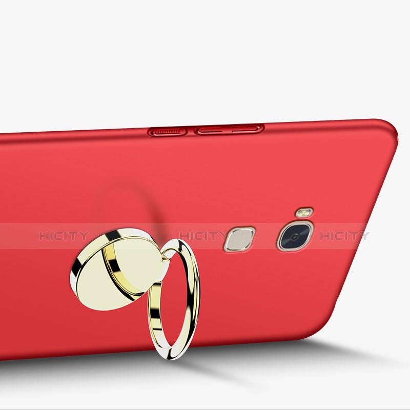 Funda Dura Plastico Rigida Mate con Anillo de dedo Soporte para Huawei GR5 Rojo