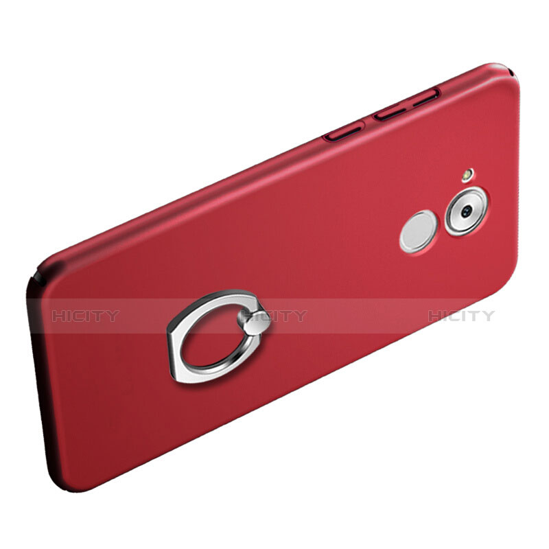 Funda Dura Plastico Rigida Mate con Anillo de dedo Soporte para Huawei Honor 6C Rojo