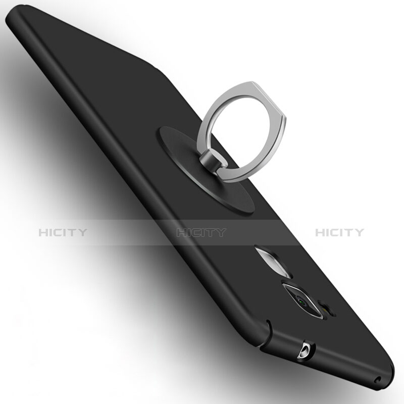 Funda Dura Plastico Rigida Mate con Anillo de dedo Soporte para Huawei Honor 7 Lite Negro