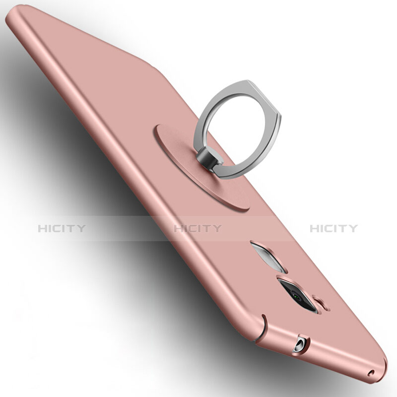 Funda Dura Plastico Rigida Mate con Anillo de dedo Soporte para Huawei Honor 7 Lite Oro Rosa
