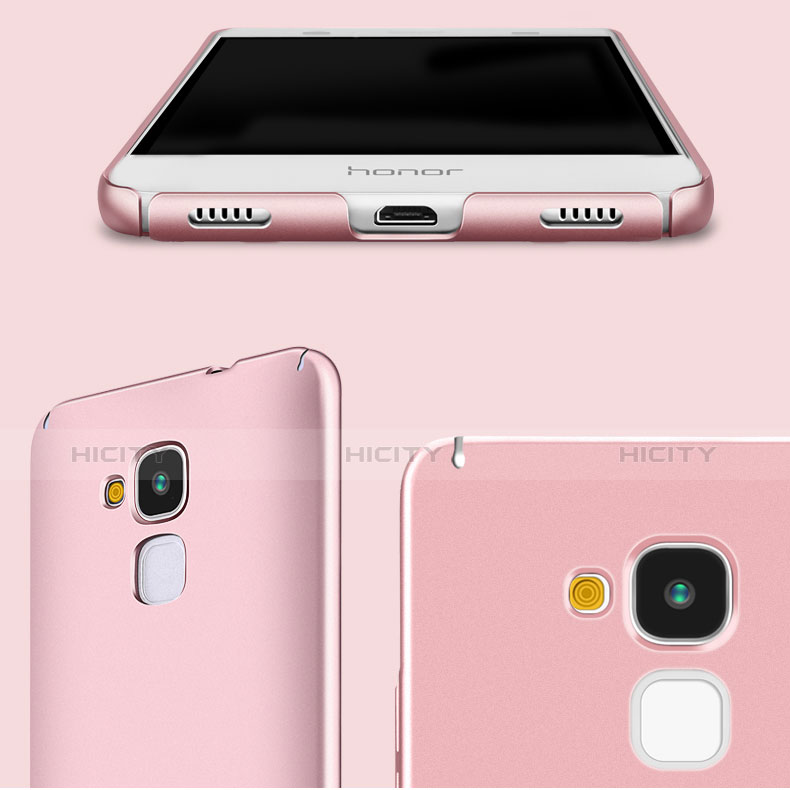 Funda Dura Plastico Rigida Mate con Anillo de dedo Soporte para Huawei Honor 7 Lite Oro Rosa