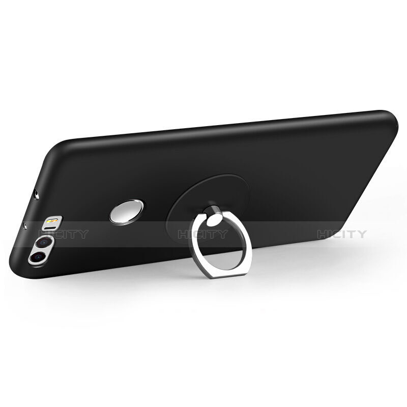 Funda Dura Plastico Rigida Mate con Anillo de dedo Soporte para Huawei Honor 8 Negro