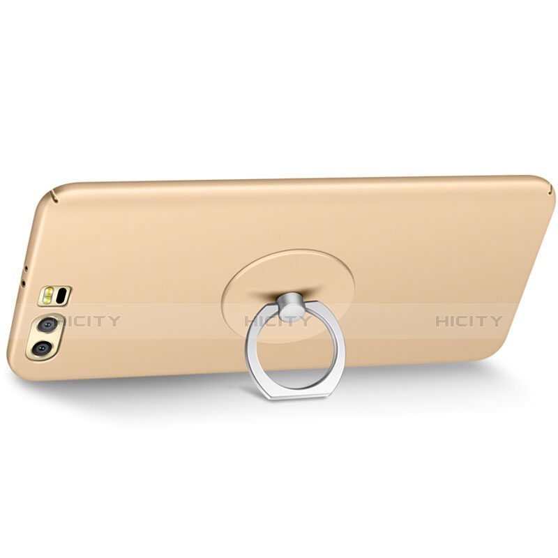 Funda Dura Plastico Rigida Mate con Anillo de dedo Soporte para Huawei Honor 9 Premium Oro