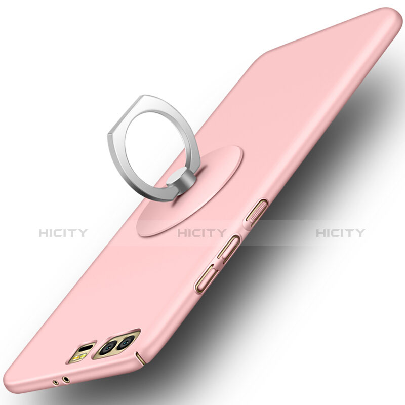 Funda Dura Plastico Rigida Mate con Anillo de dedo Soporte para Huawei Honor 9 Rosa