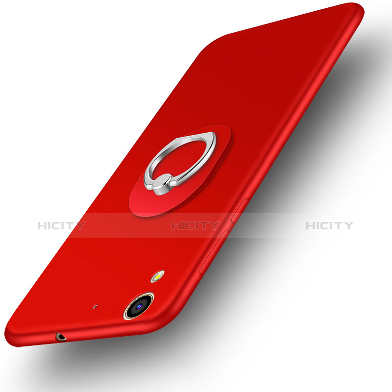 Funda Dura Plastico Rigida Mate con Anillo de dedo Soporte para Huawei Honor Holly 3 Rojo