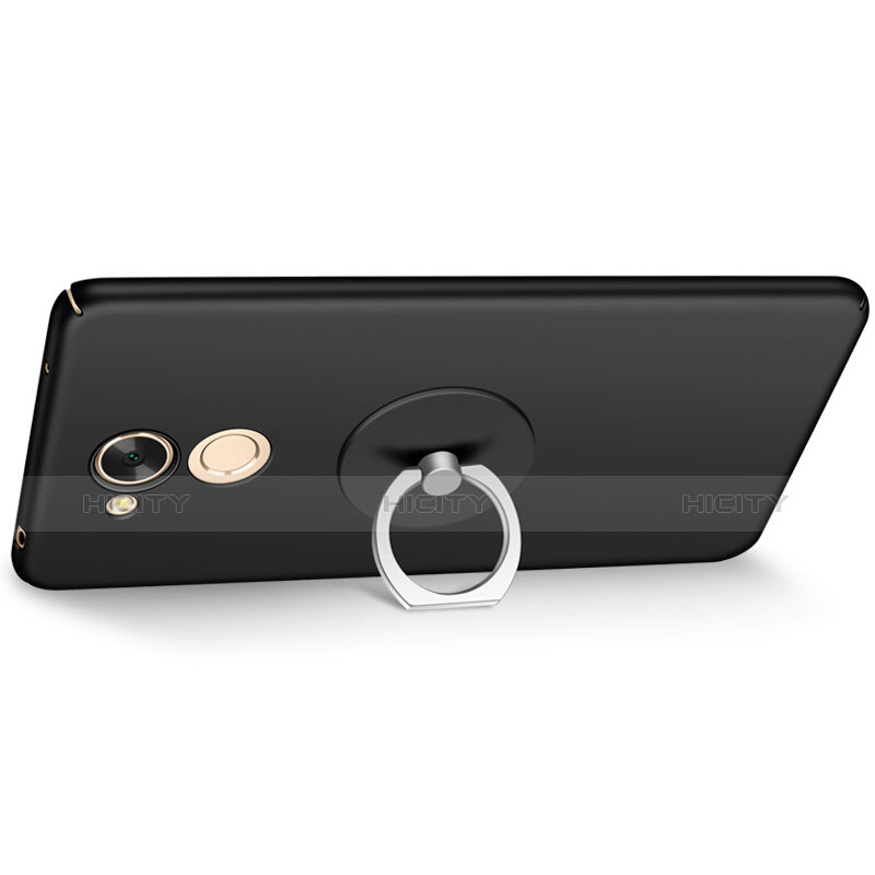 Funda Dura Plastico Rigida Mate con Anillo de dedo Soporte para Huawei Honor V9 Play Negro