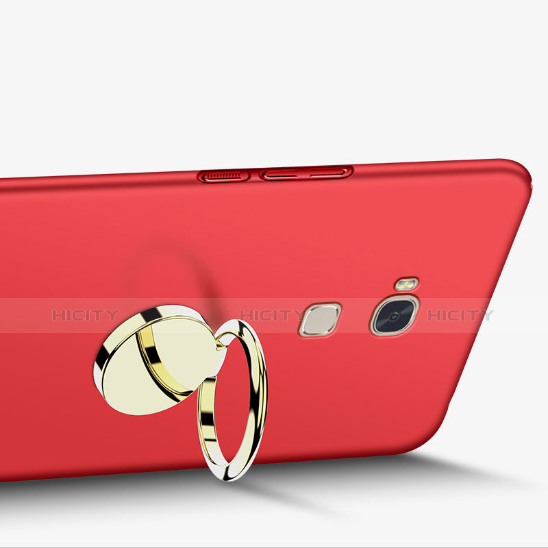 Funda Dura Plastico Rigida Mate con Anillo de dedo Soporte para Huawei Honor X5 Rojo