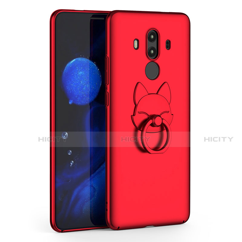 Funda Dura Plastico Rigida Mate con Anillo de dedo Soporte para Huawei Mate 10 Pro Rojo