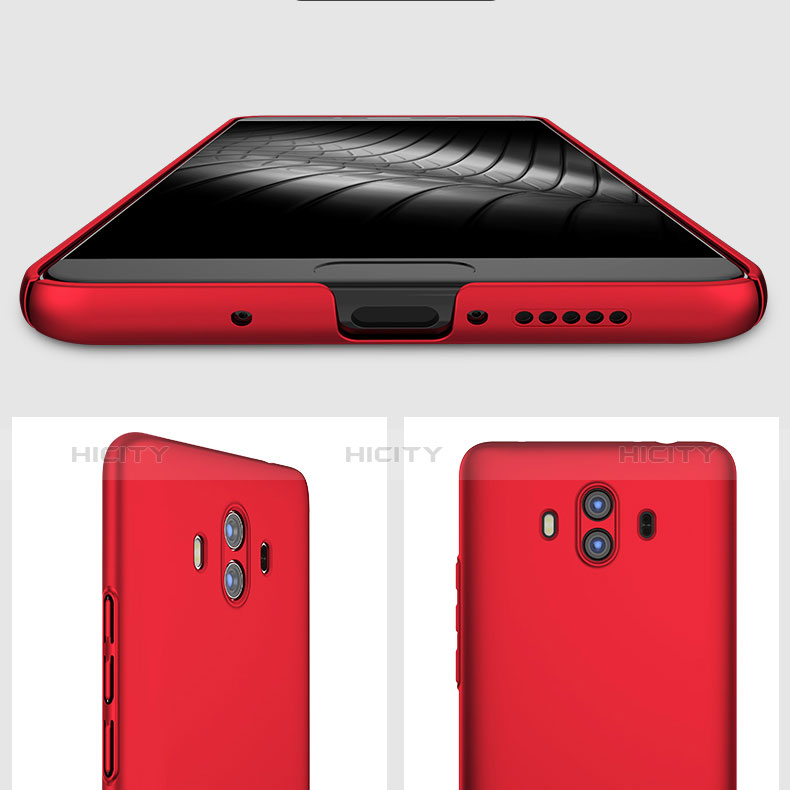 Funda Dura Plastico Rigida Mate con Anillo de dedo Soporte para Huawei Mate 10 Rojo