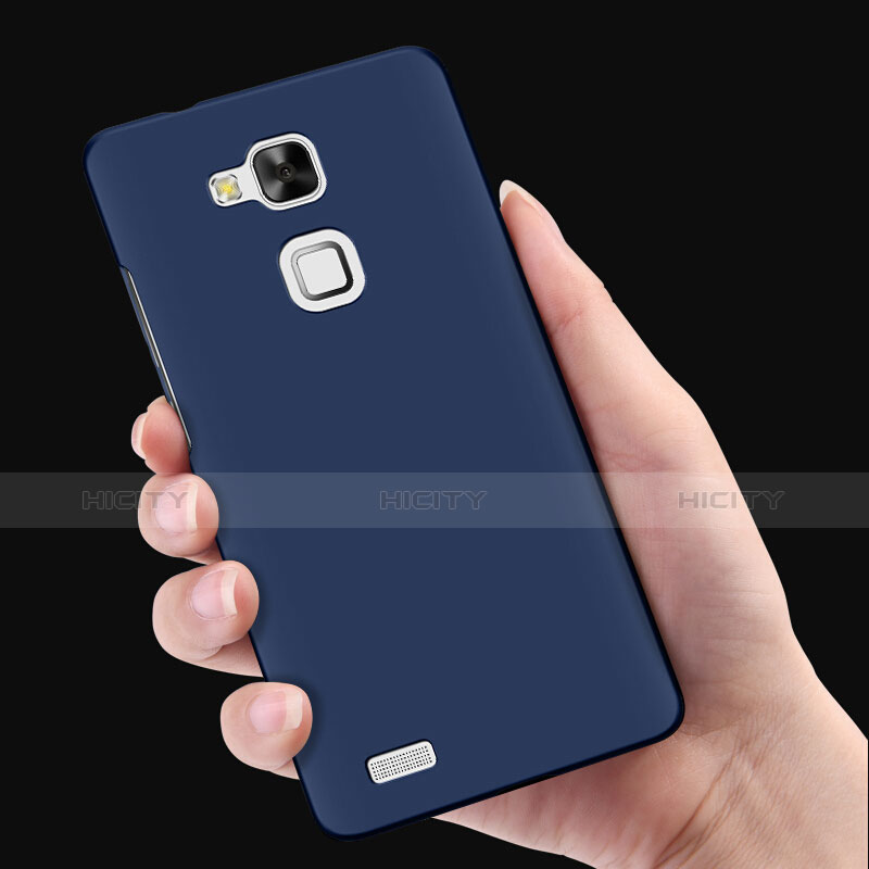 Funda Dura Plastico Rigida Mate con Anillo de dedo Soporte para Huawei Mate 7 Azul