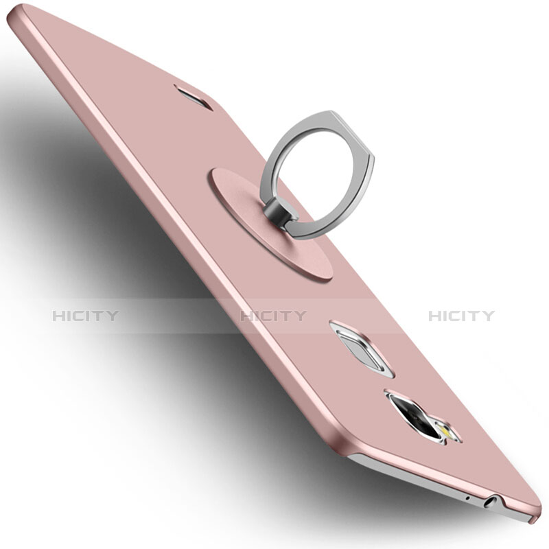 Funda Dura Plastico Rigida Mate con Anillo de dedo Soporte para Huawei Mate 7 Rosa