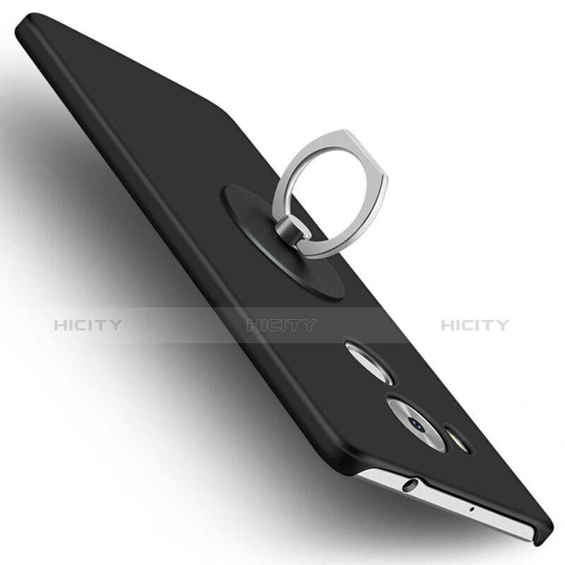 Funda Dura Plastico Rigida Mate con Anillo de dedo Soporte para Huawei Mate 8 Negro