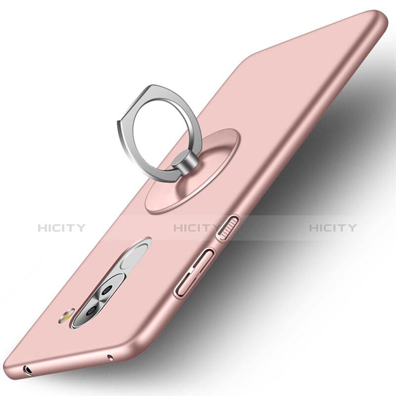 Funda Dura Plastico Rigida Mate con Anillo de dedo Soporte para Huawei Mate 9 Lite Oro Rosa