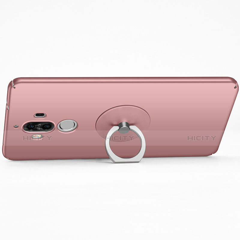 Funda Dura Plastico Rigida Mate con Anillo de dedo Soporte para Huawei Mate 9 Oro Rosa