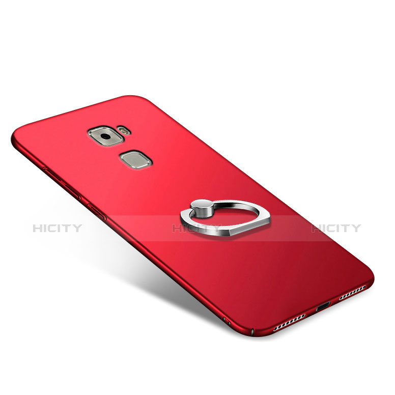 Funda Dura Plastico Rigida Mate con Anillo de dedo Soporte para Huawei Mate S Rojo