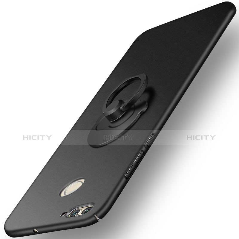 Funda Dura Plastico Rigida Mate con Anillo de dedo Soporte para Huawei Nova 2 Plus Negro