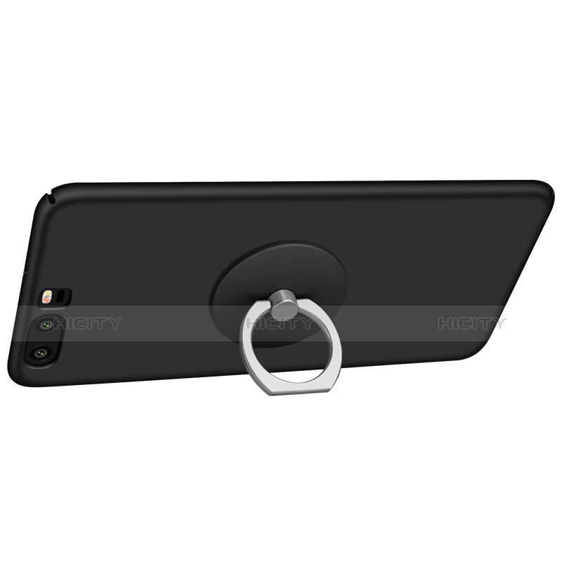 Funda Dura Plastico Rigida Mate con Anillo de dedo Soporte para Huawei P10 Plus Negro