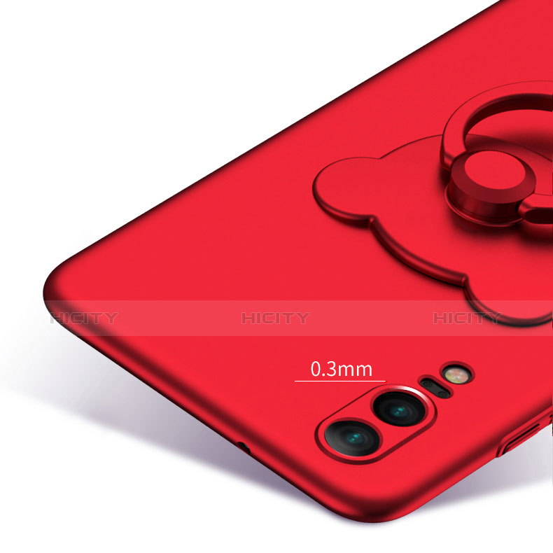 Funda Dura Plastico Rigida Mate con Anillo de dedo Soporte para Huawei P20 Rojo