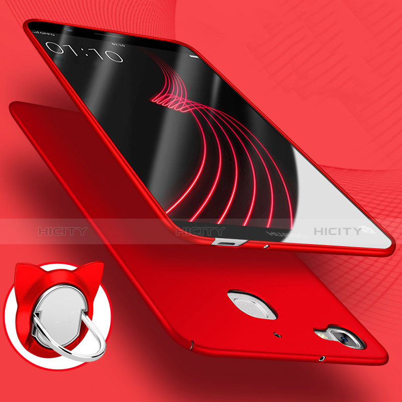Funda Dura Plastico Rigida Mate con Anillo de dedo Soporte para Huawei P8 Lite Smart Rojo