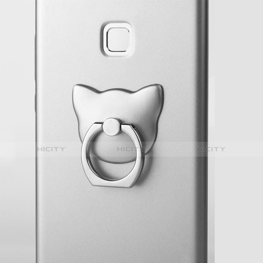 Funda Dura Plastico Rigida Mate con Anillo de dedo Soporte para Huawei P9 Plata