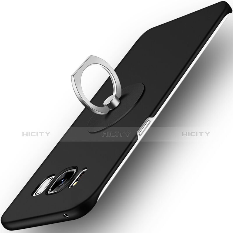 Funda Dura Plastico Rigida Mate con Anillo de dedo Soporte para Samsung Galaxy S8 Plus Negro