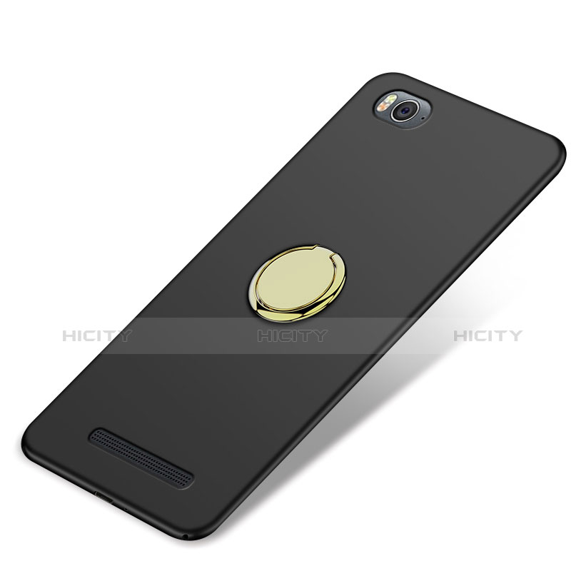 Funda Dura Plastico Rigida Mate con Anillo de dedo Soporte para Xiaomi Mi 4C Negro