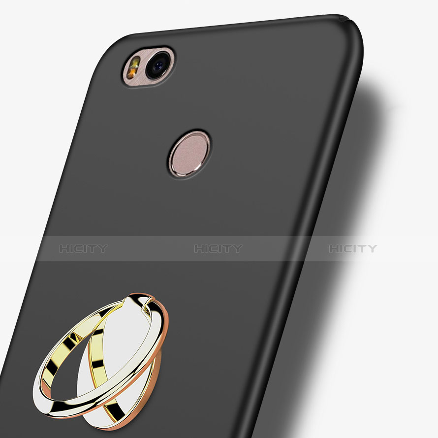 Funda Dura Plastico Rigida Mate con Anillo de dedo Soporte para Xiaomi Mi 4S Negro