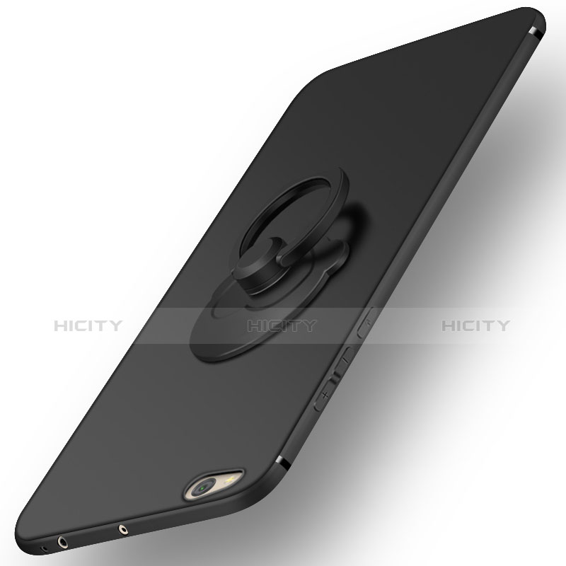 Funda Dura Plastico Rigida Mate con Anillo de dedo Soporte para Xiaomi Mi 5C Negro