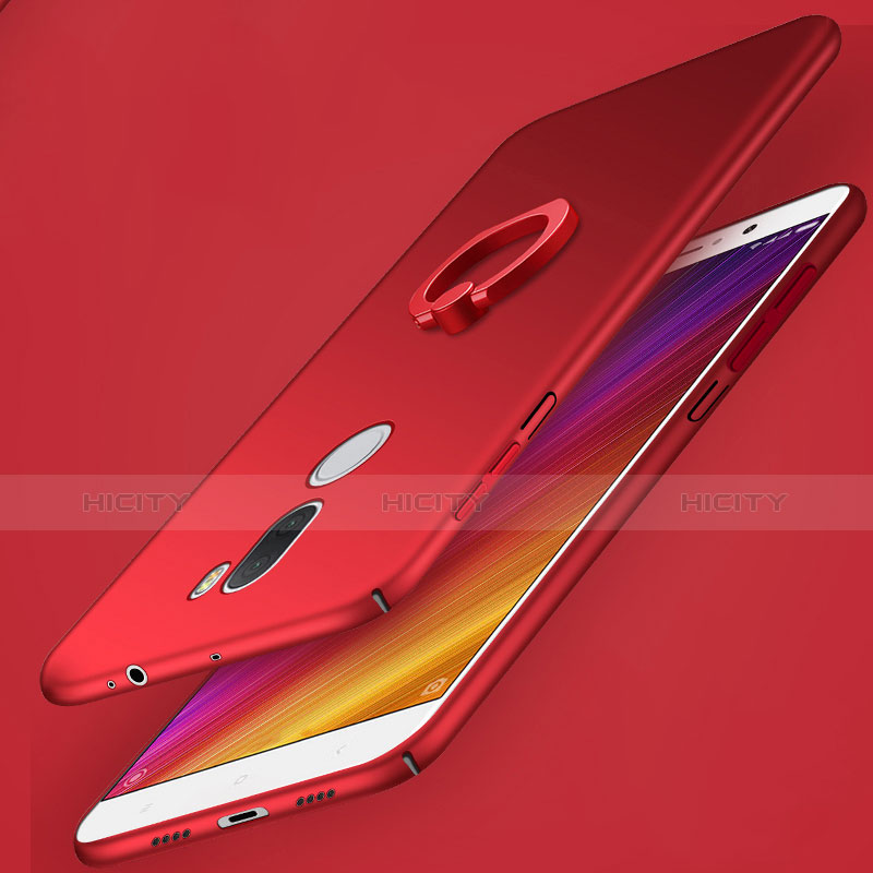 Funda Dura Plastico Rigida Mate con Anillo de dedo Soporte para Xiaomi Mi 5S Plus Rojo